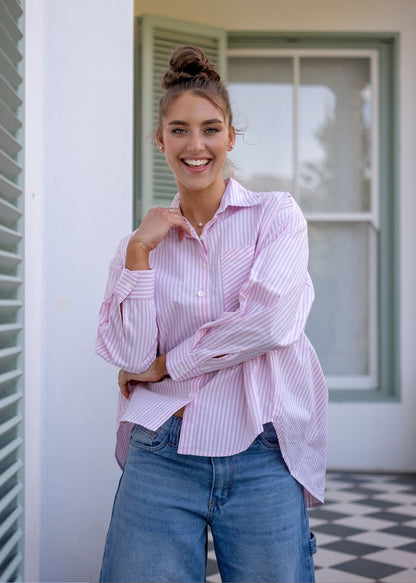 Fleur Shirt in Snapdragon Stripe