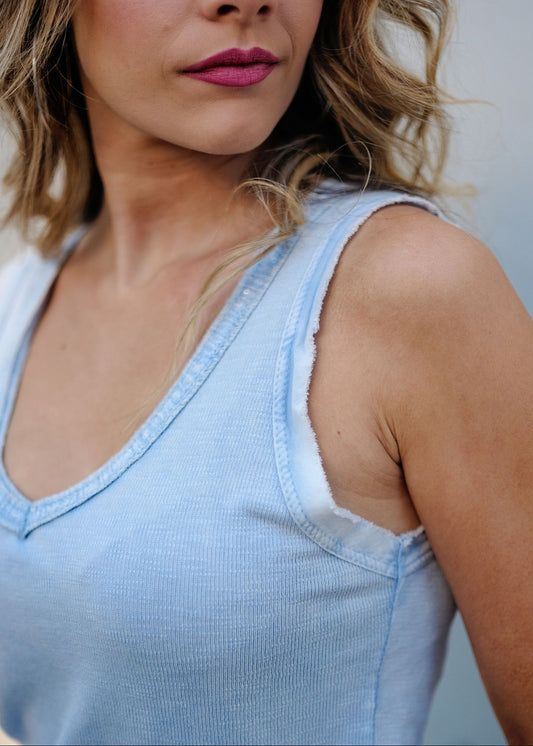 Luno Shimmer Rib Tank Top in Seaside Sparkle