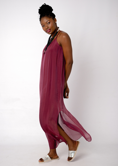 Sophia 100% Silk Flow Strappy Dress in