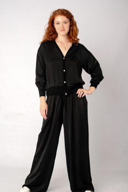 Lila Viscose Silk Blend Pants in Midnight