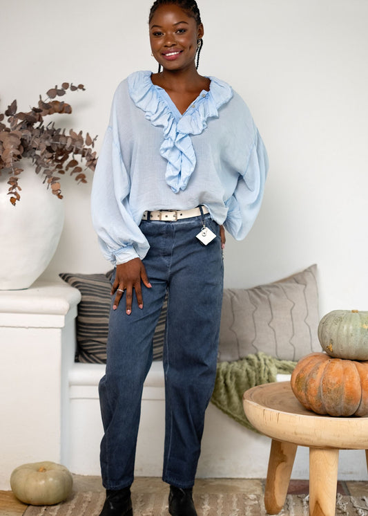 Milano Zip-Detail Slouch Pants – Denim