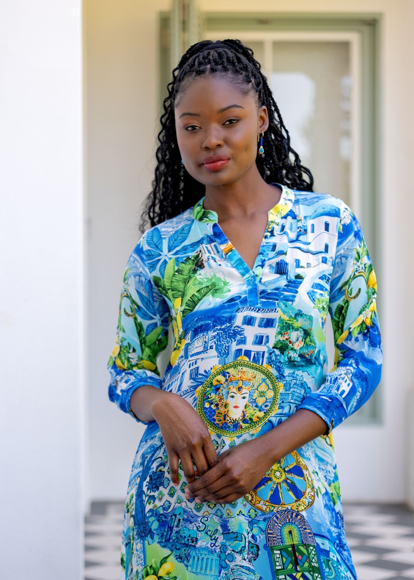Carli Dress in Santorini