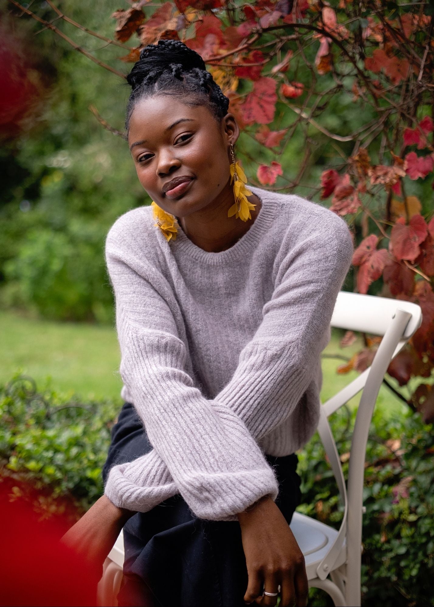 Ribbed Knit Jumper with Bubble Sleeves in Stone
