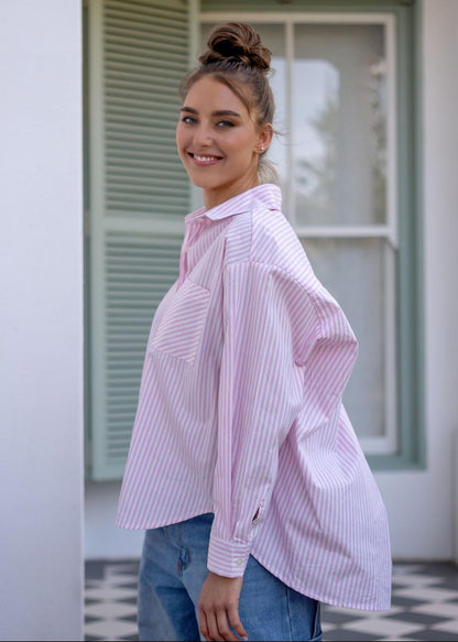 Fleur Shirt in Snapdragon Stripe