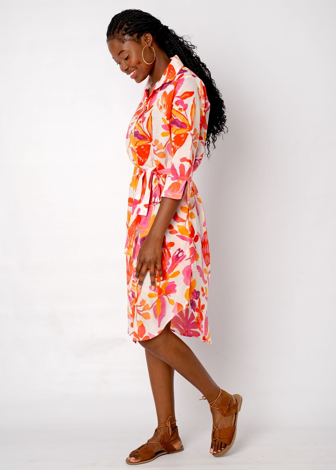 Gaby shirt dress in Pink and Coral