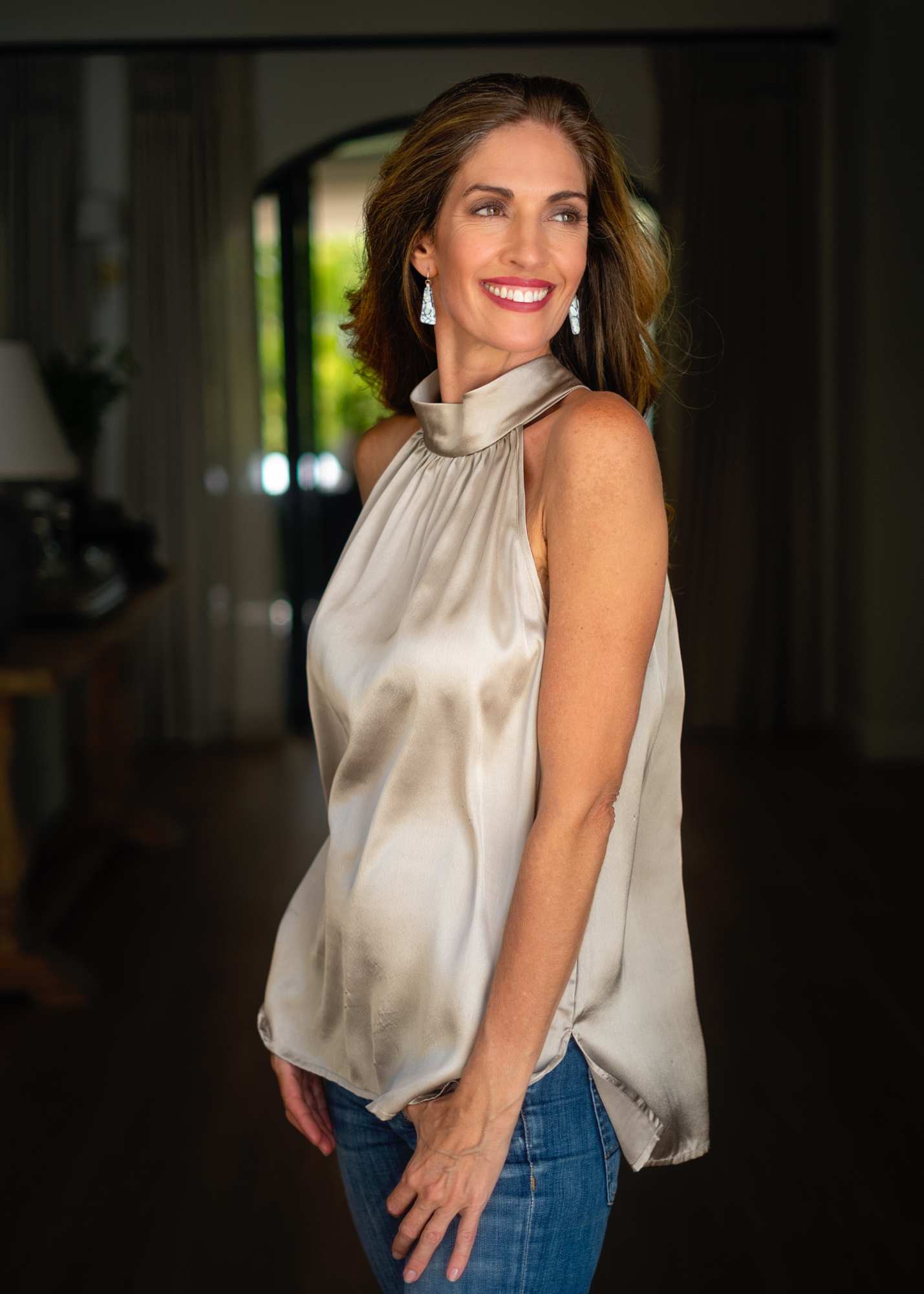 Victoria Halterneck Top in Bronze