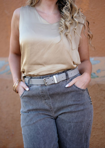 Milano Zip-Detail Slouch Pants in Charcoal