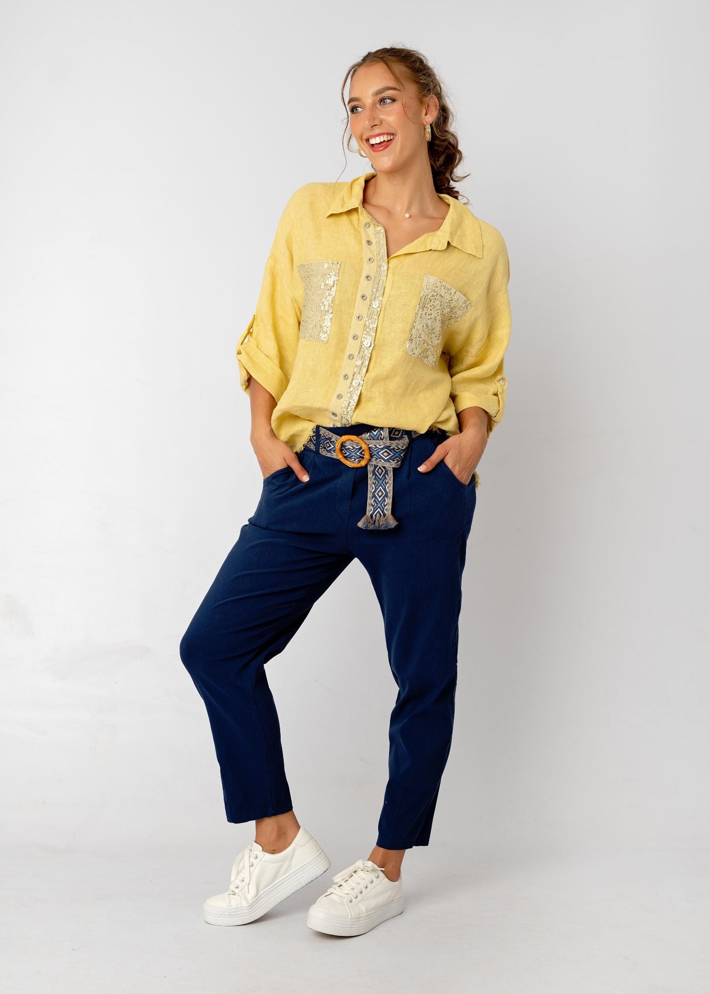 Venetian Cropped Pants in Navy
