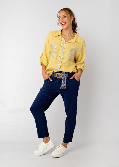 Venetian Cropped Pants in Navy