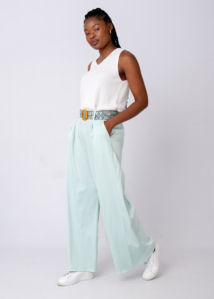 Venetian Wide Leg Pants in Mint