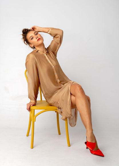 La Seta Dress with Long Sleeve —I Love You A Latte