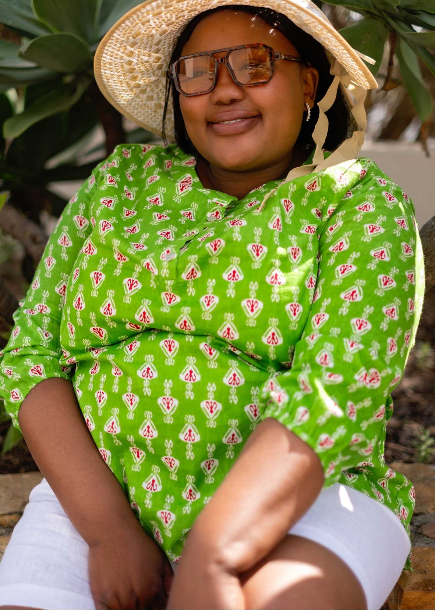 Lauren Comfy top, Green and Red