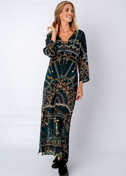 Angelica Dress With Straight Sleeve in Cardamom Nights