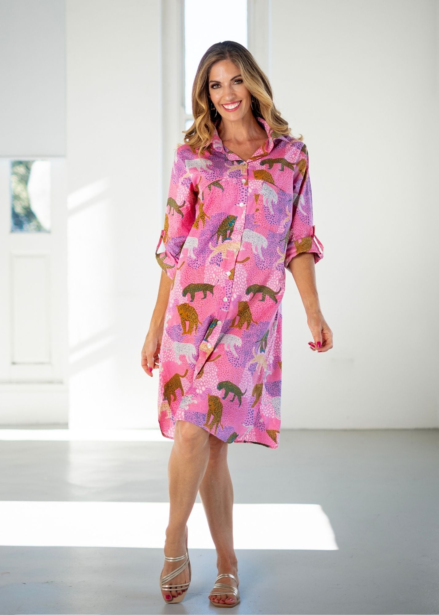 Pia dress in Pink Leopard