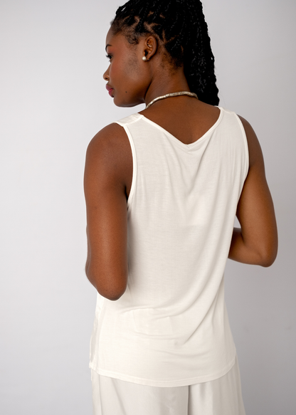 Mila Viscose Silk Blend Pants set in White
