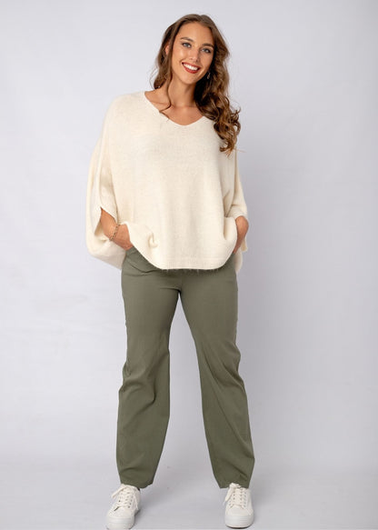 Poncho with Tulip Sleeve in Milky White