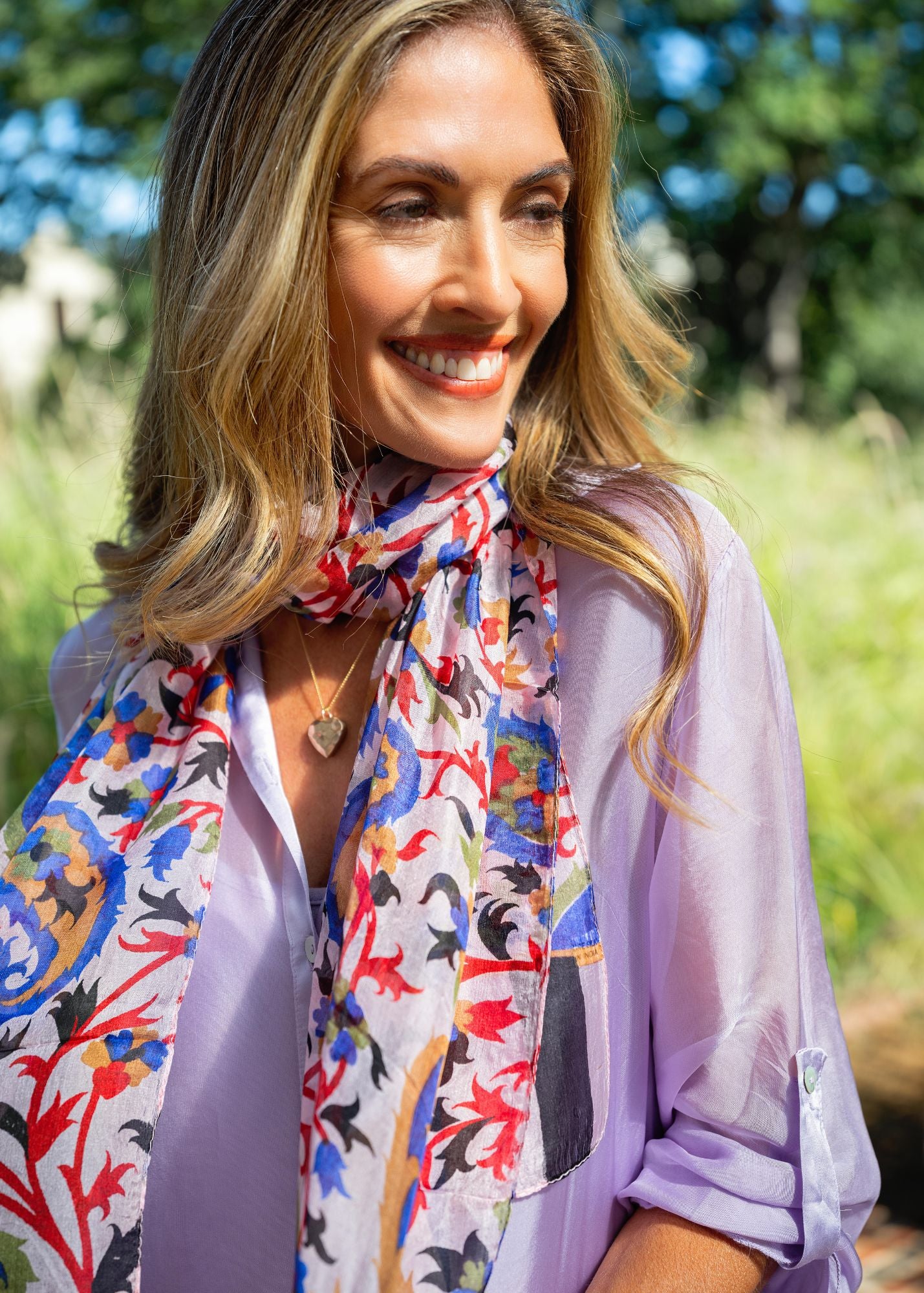 La Seta Dress with Tab top Sleeve —Syringa