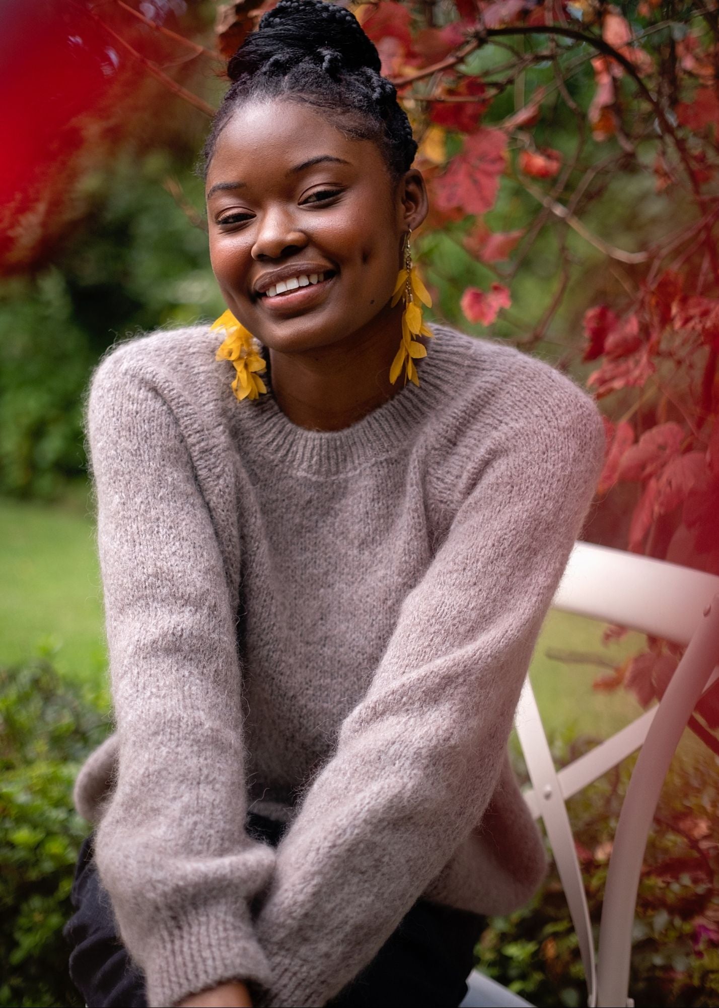 Classic Round Neck Mohair Sweater in Taupe