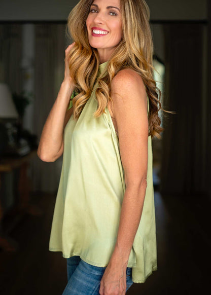 Victoria Halterneck Top in Chartreurse