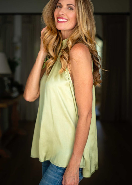 Victoria Halterneck Top in Chartreurse