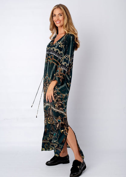 Angelica Dress With Straight Sleeve in Cardamom Nights