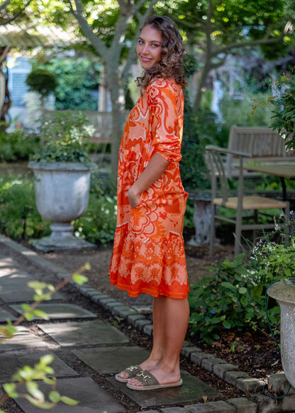 Sophie Frill Dress in Apricotness