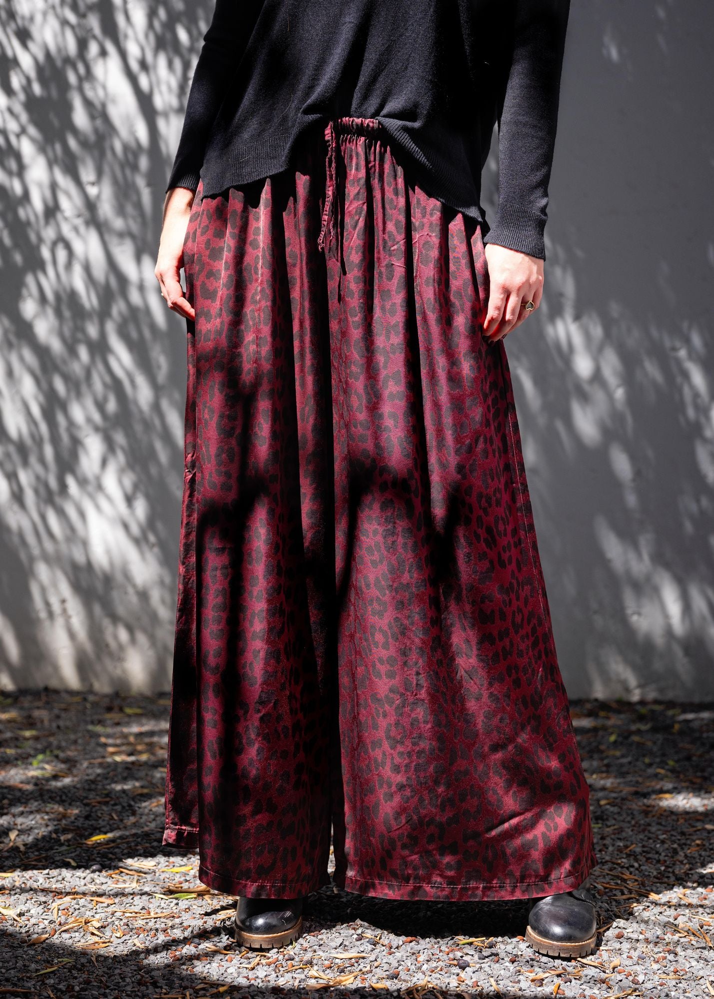 Vivienne Palazzo Pants in Maroon Animal Print