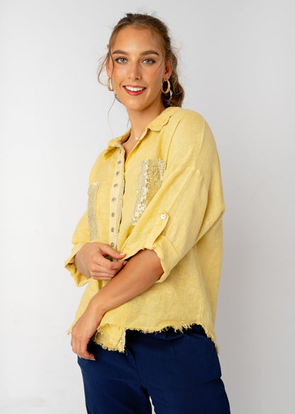 The Bling Blouse in Butter Yellow