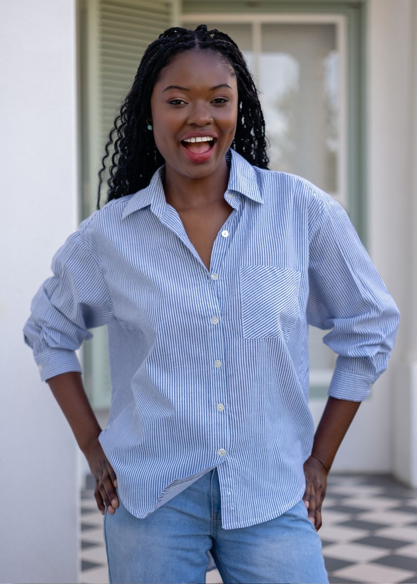 Fleur Shirt in City Stripe