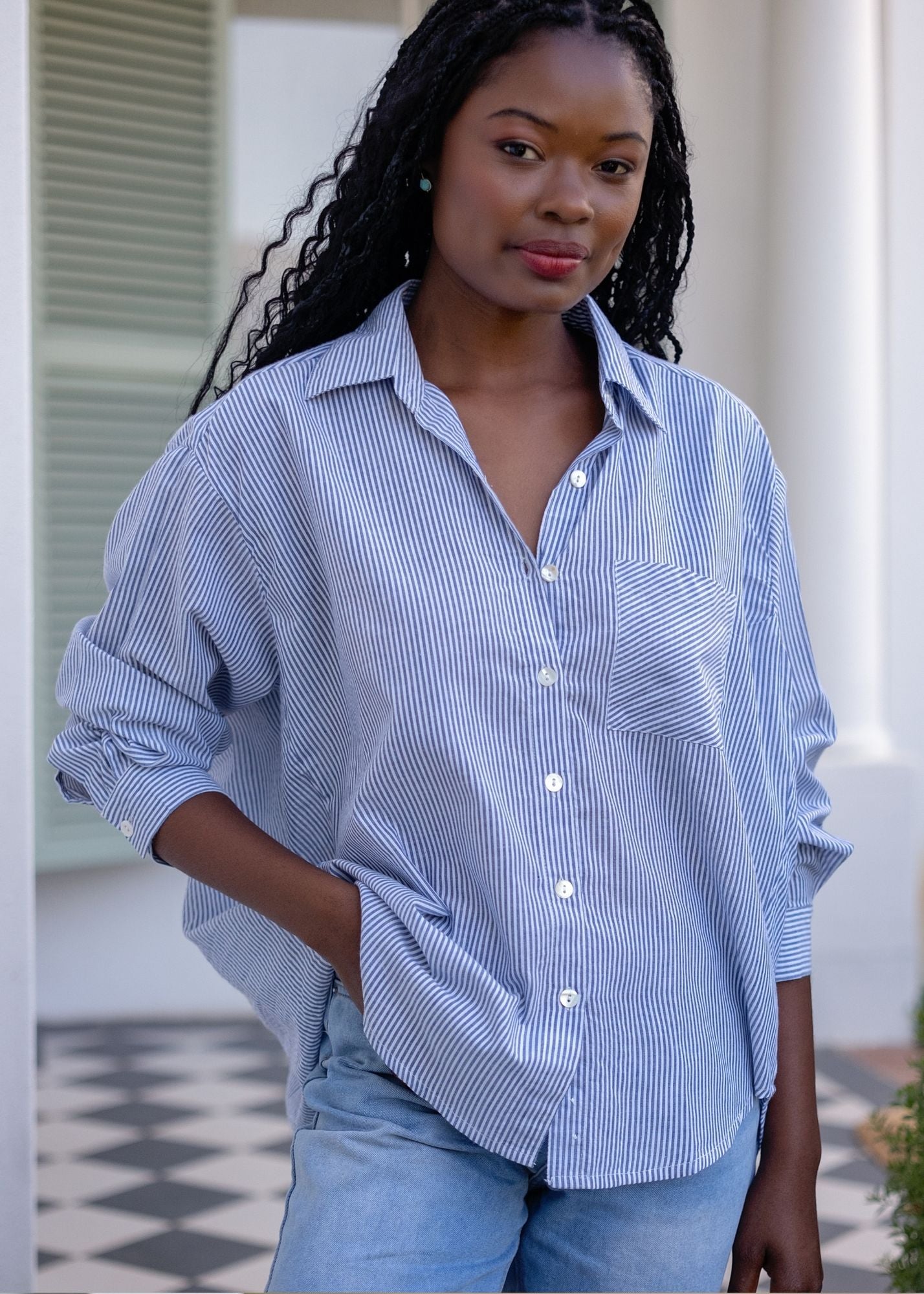 Fleur Shirt in City Stripe