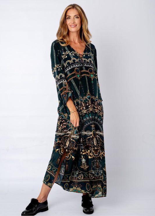 Angelica Dress With Straight Sleeve in Cardamom Nights