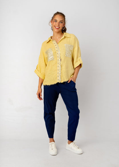 The Bling Blouse in Butter Yellow