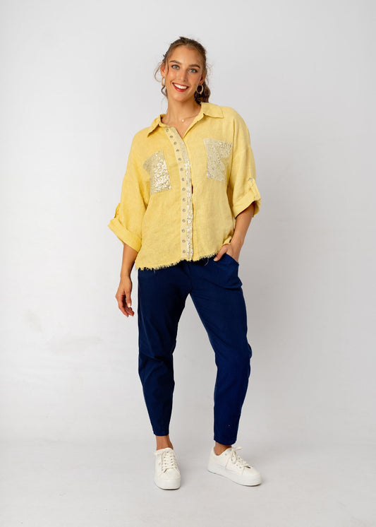 The Bling Blouse in Butter Yellow