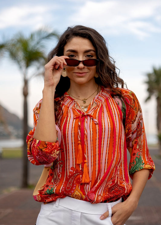 Zyra Blouse in Golden Hour Paisley