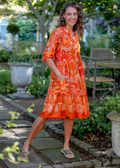 Sophie Frill Dress in Apricotness