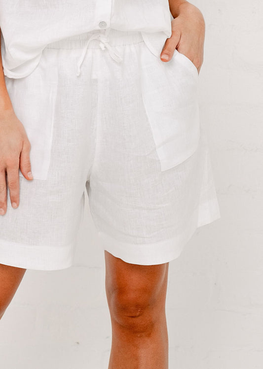 Mykonos Shorts, White Linen