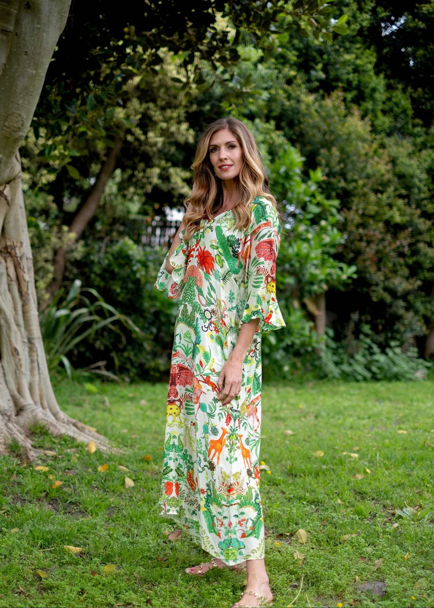 Jubilee Dress in Green and Coral