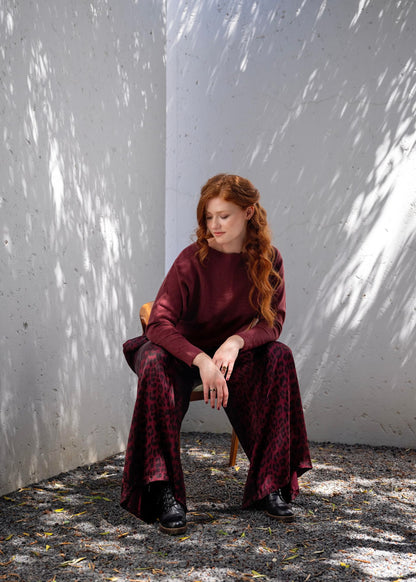 Scoop Neck Knit in Maroon