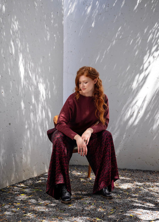 Scoop Neck Knit in Maroon