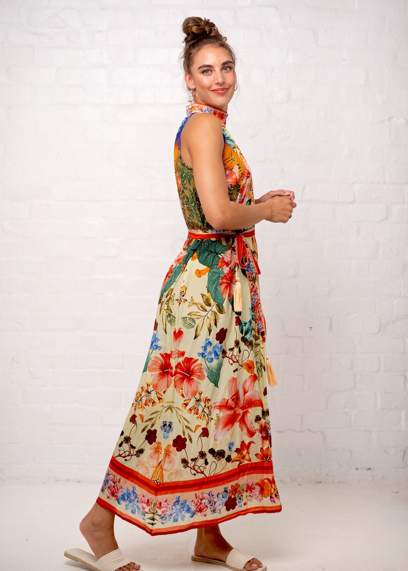 Brooke Dress in Peach Hibiscus