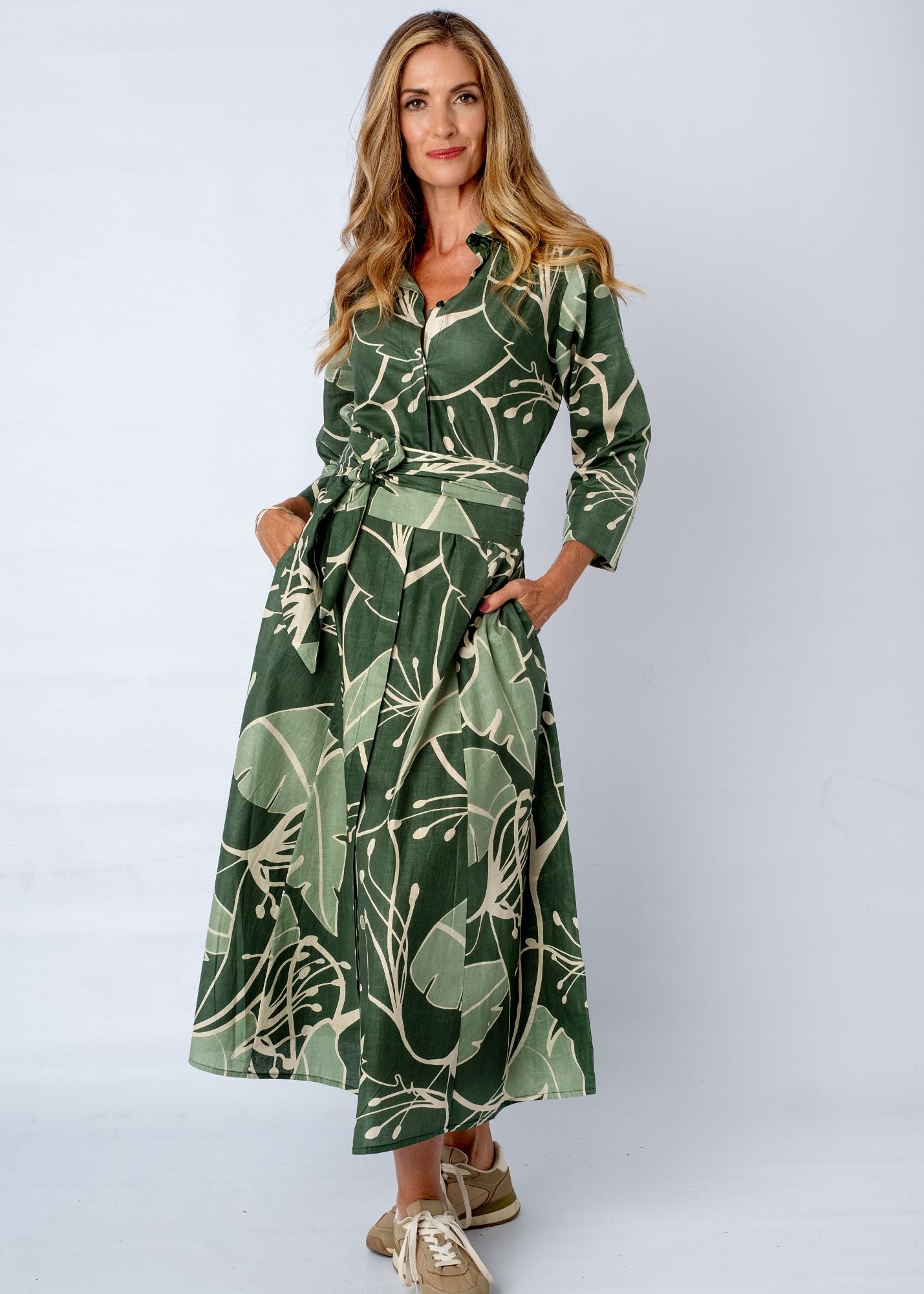 Marigold Dress in Botanical Abstract