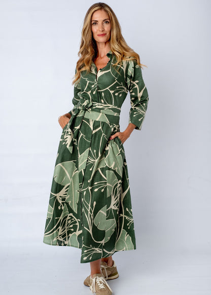 Marigold Dress in Botanical Abstract