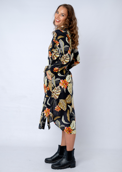 Laura Shirt Dress in Midnight Garden