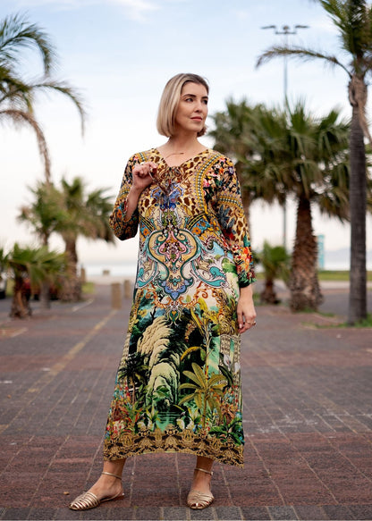 Angelica Dress in Green Safari