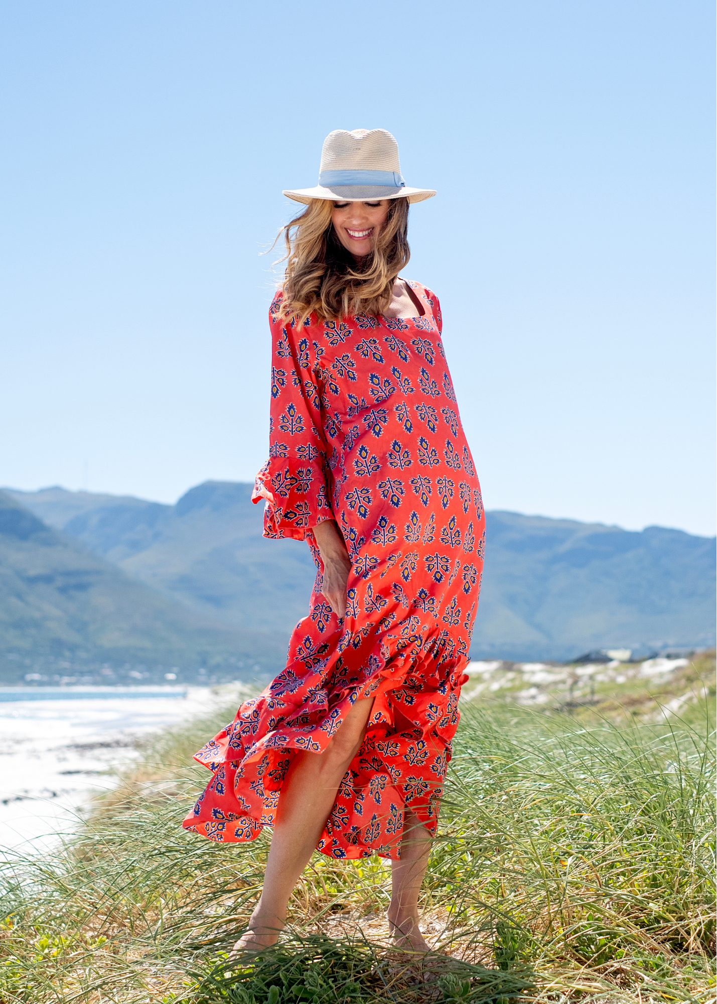 Sally Dress in Dark coral