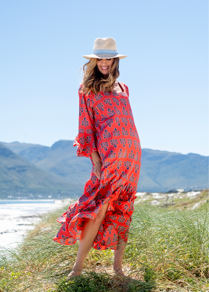 Sally Dress in Dark coral