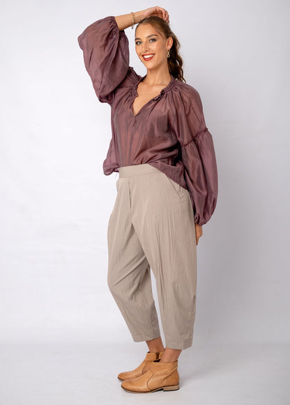Swann Blouse with Frill  in Bordeaux