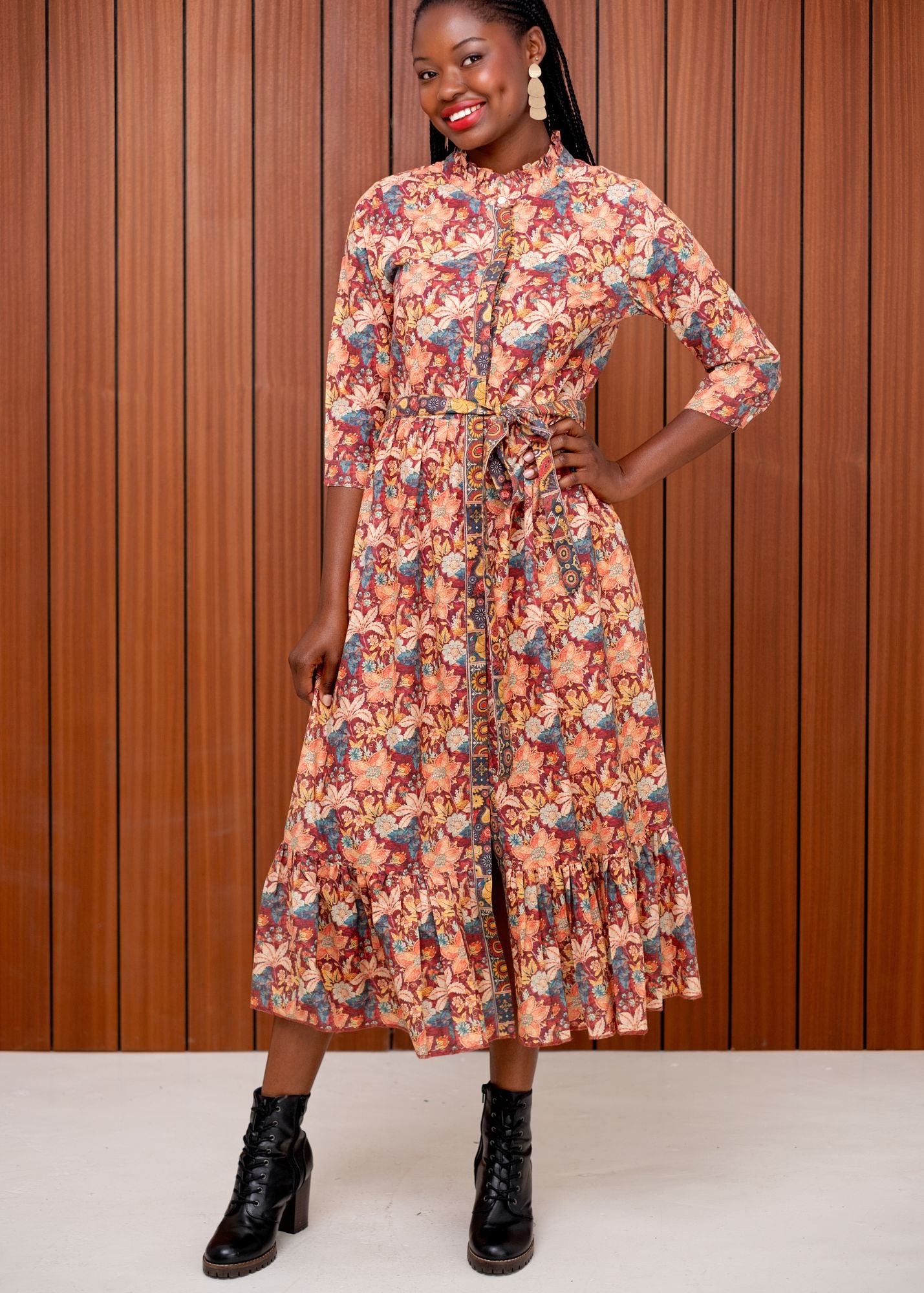 Mia Frill Dress in Autumn Bloom