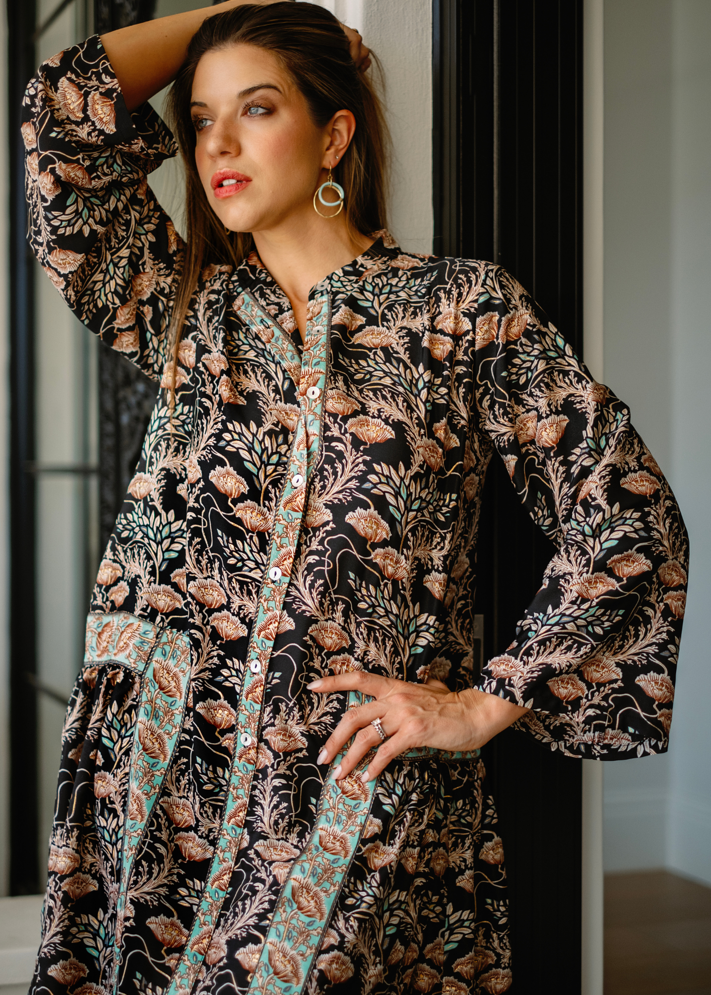 Annabel Dress in Black & taupe