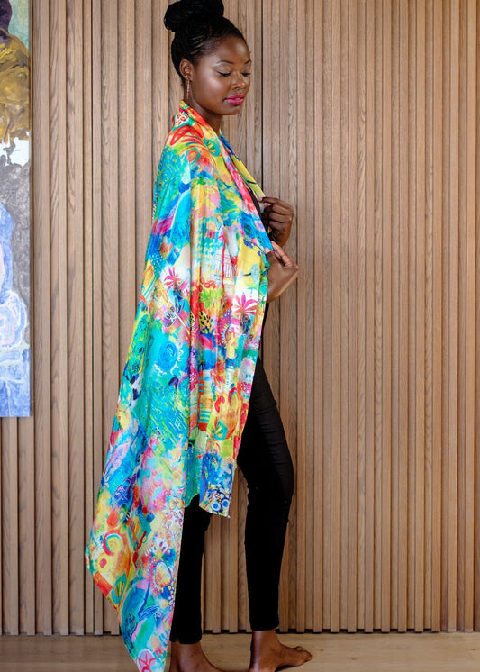 Yellow Kaleidoscope Luxe Scarf/Sarong – Viscose Luxe (111cm x 200cm)